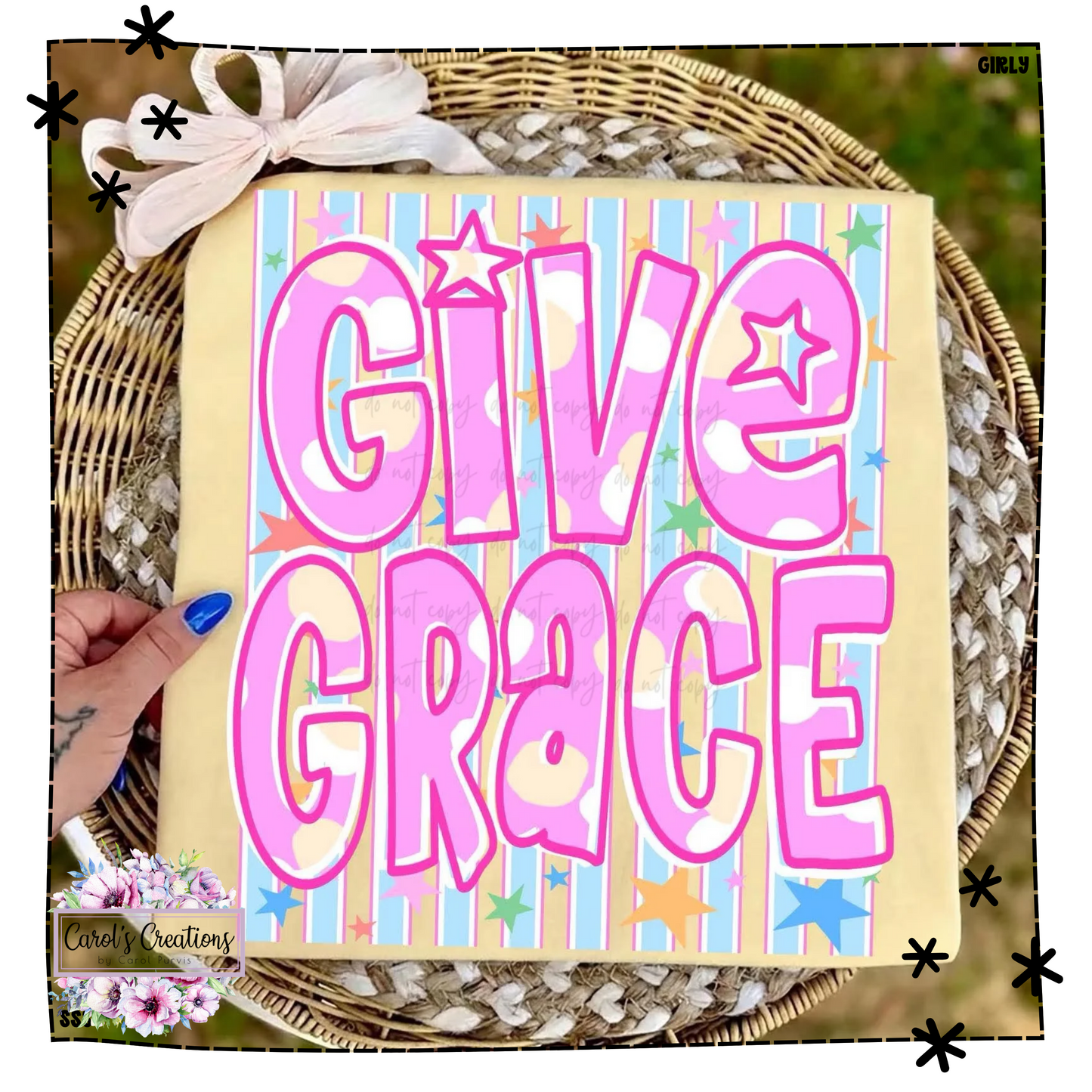 Give Grace Stars Pink Blue Stripes Adult
