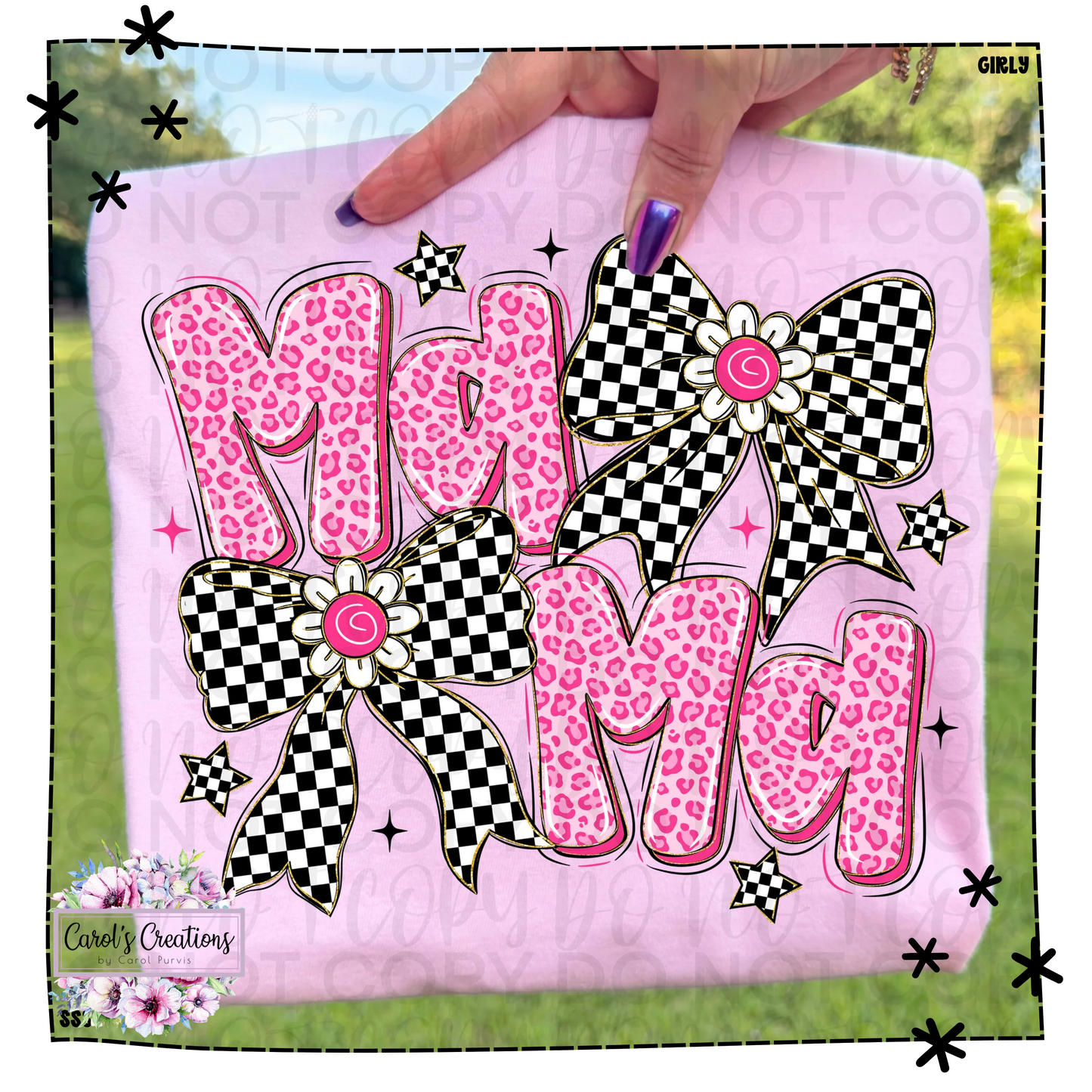 Mama Pink Leopard With Checker Bow Adult