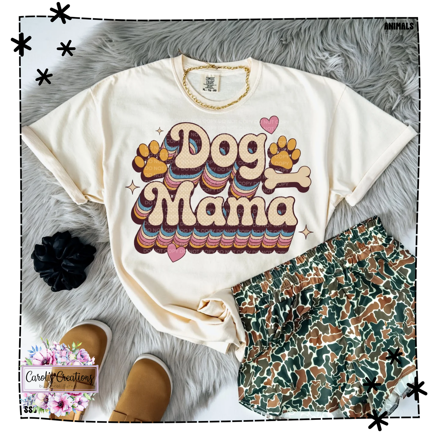 Retro Dog Mama Paws And Bone Adult